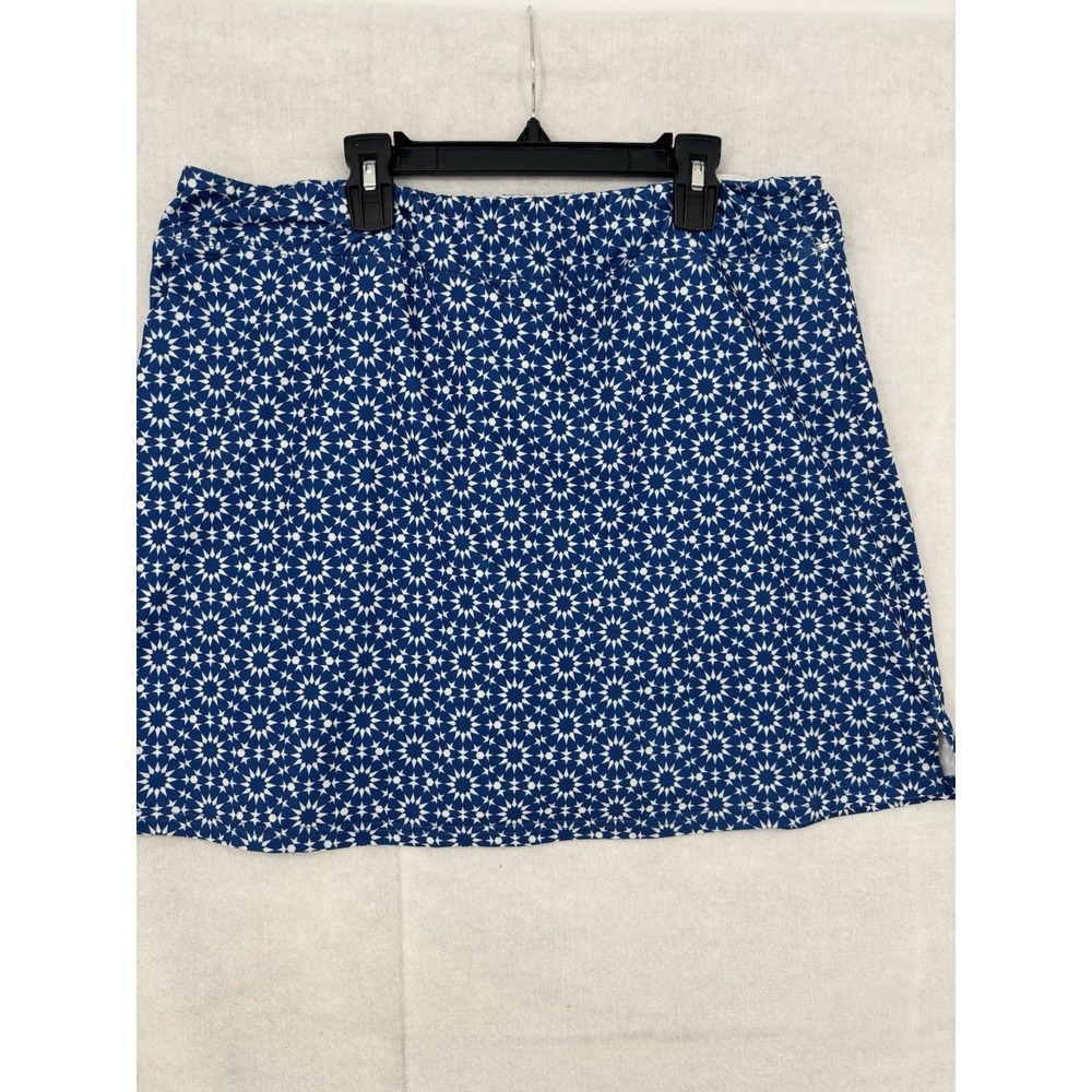 Ekouaer Blue and White Geometric Skort XXL Tennis Golf Stretch Activewear